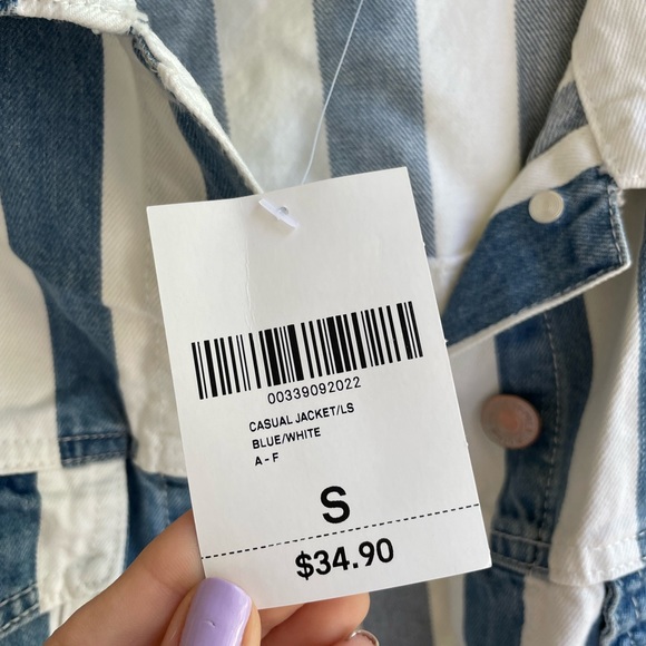 Forever 21 Striped Jean Jacket // New with Tags NWT - Picture 5 of 5